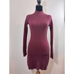 Hollister Sweater Dress Women’s Small Maroon Knit Long Sleeve Y2K Preppy 90's